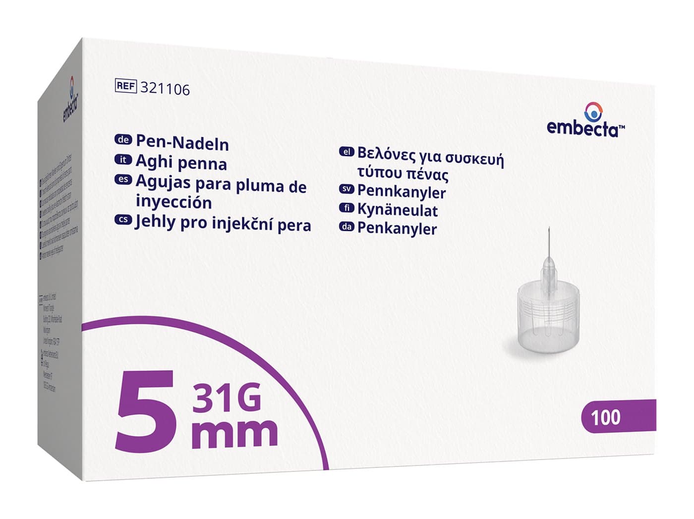Pennkanyler embecta 5 mm × 31G · 100-pack
