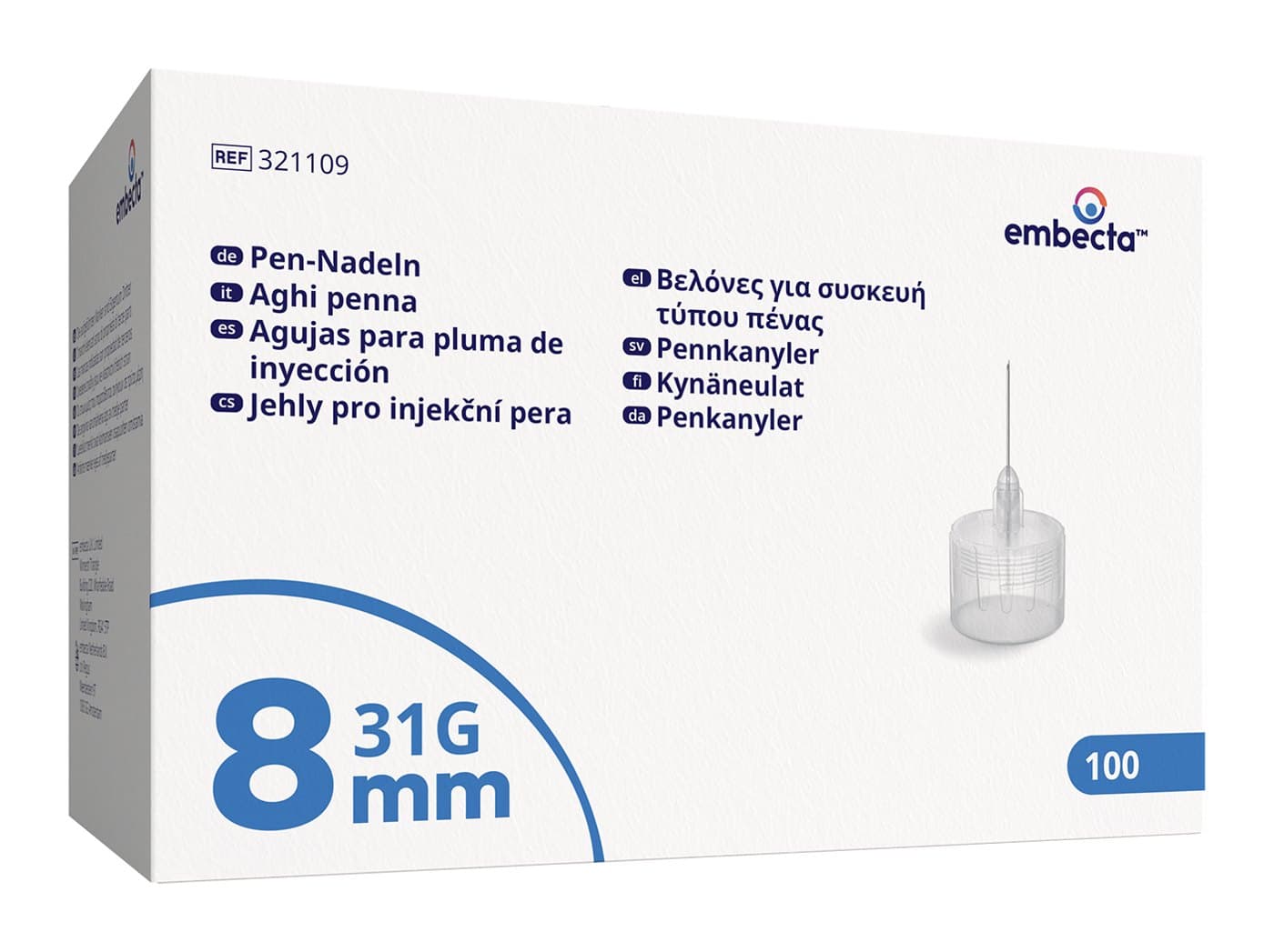 Pennkanyler embecta 8 mm × 31G · 100-pack
