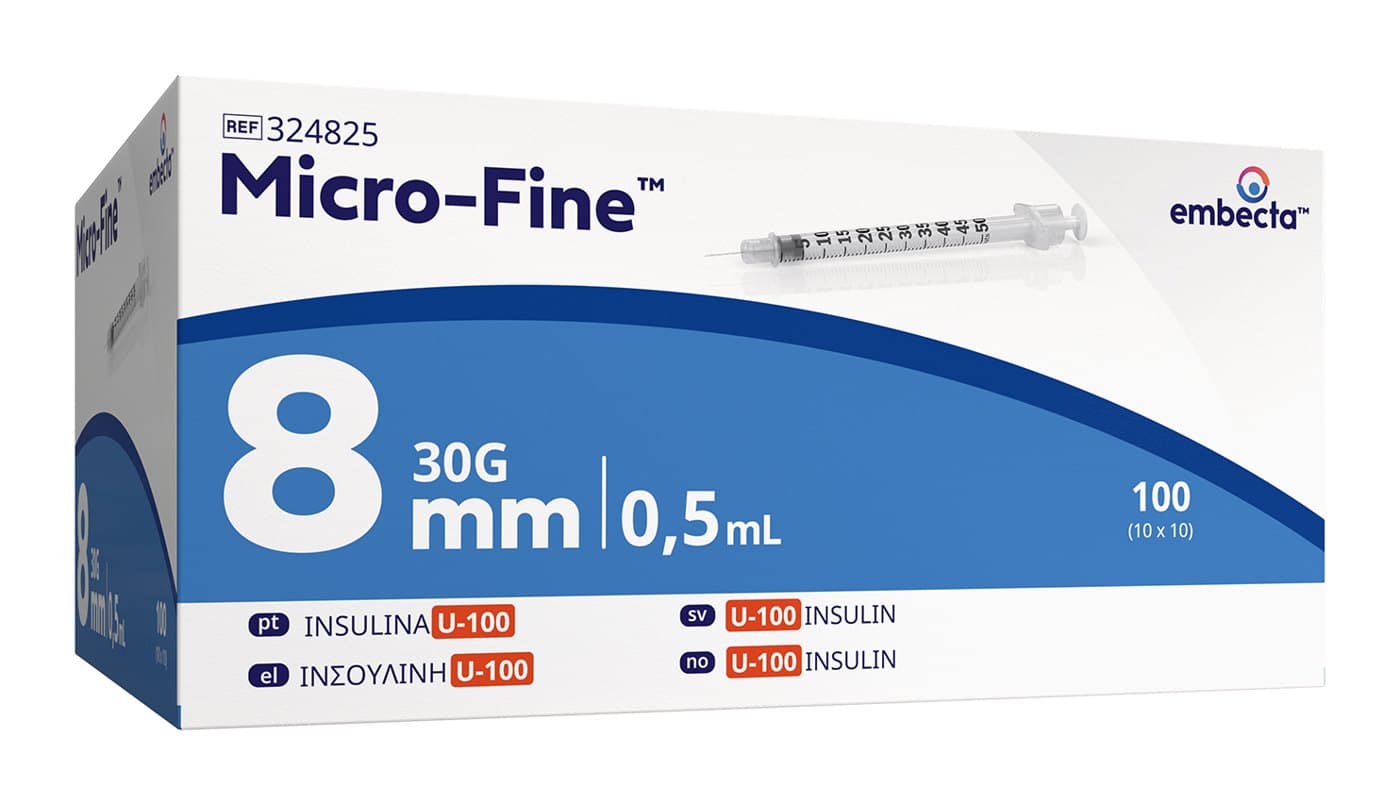 Insulinsprutor Micro-Fine 0,5 ml 30G × 8 mm · 10-pack, produktbild